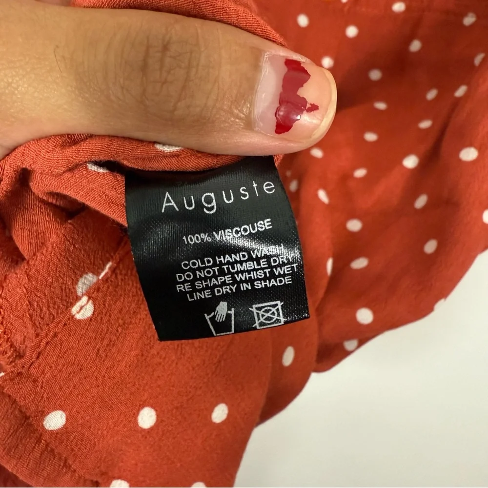 Auguste the label lily day rust orange polka dot mini dress size 4 - Picture 6 of 7